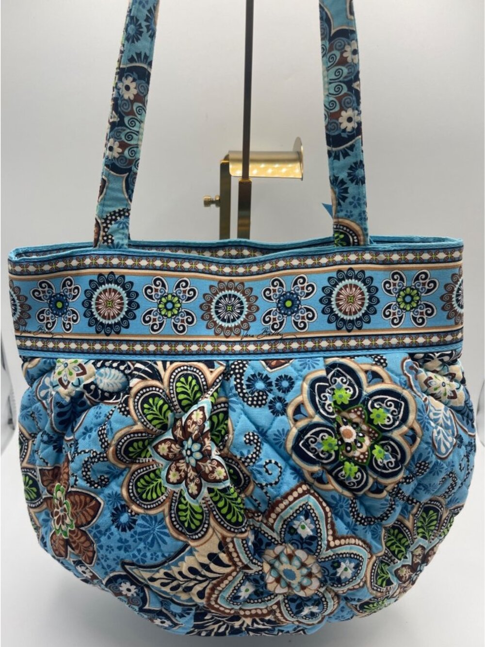 Vera Bradley Blue Floral Quilted Shoulder Bag Zipper Closure Multicolor - Picture 3 of 8